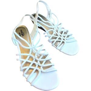 NWOB East 5th Flex Form White Strappy Elastic 1.5” Wedge Sandals Women’s US 8